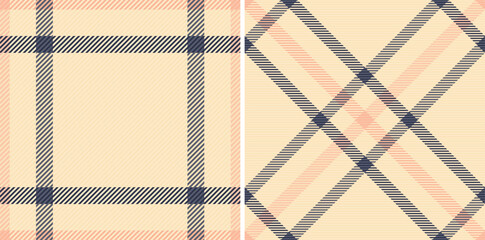 Elegant cream plaid patterns, perfect for textile design, fashion, or website backgrounds.  Subtle peach and navy accents create a sophisticated, versatile aesthetic.