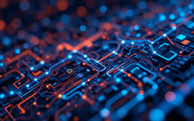 Obraz premium Abstract technology background. . Oil paint illustration.