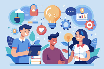 Collaborative Problem Solving Vector illustration in simple flat style vector