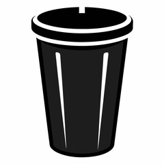 Open trash can black vector on white background.