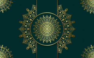 Vintage floral lace pattern with ornate gold mandala elements