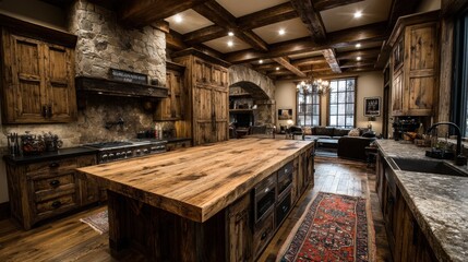 Warm Wooden Kitchen Interior with Textured Cabinetry and Natural Light &ndash; Inviting Visual for Sustainable Home Inspiration