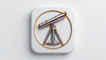 Elegant Brass Telescope: A Celestial Minimalist Still Life