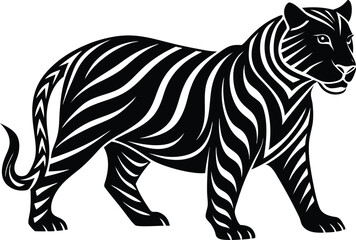 Obraz premium abstract colorful background with black tiger silhouette