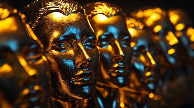 Golden Mannequins with Dramatic Lighting