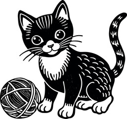 Pastel Kitten With Yarn Ball