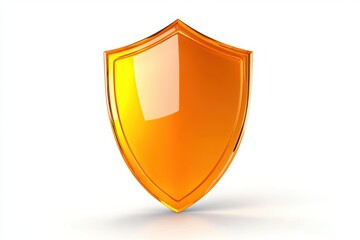 Orange Shield - Minimalistic Protection Symbol, Glossy 3D Effect