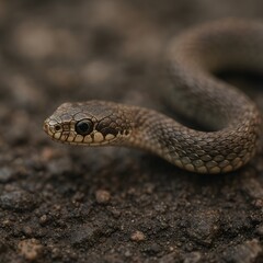 Fototapeta premium Close-up of snake on rocky ground surface