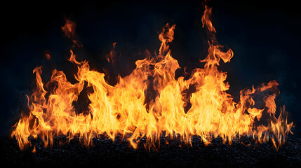 Obraz premium Powerful Orange Flames Against Black Background