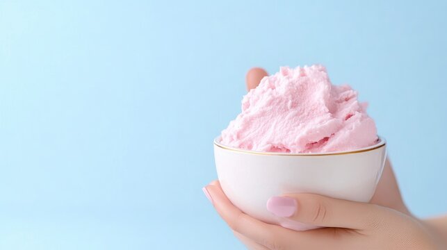 Pink Ice Cream in a Bowl