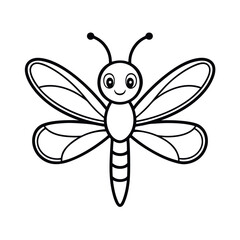 Baby Dragonfly Outline on White Background