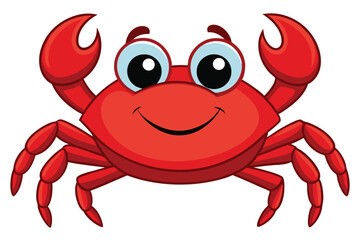  vector illustration of a red cartoon crab.