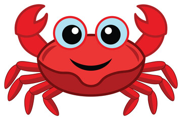  vector illustration of a red cartoon crab.