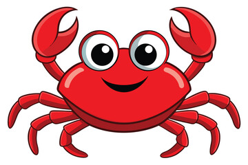  vector illustration of a red cartoon crab.