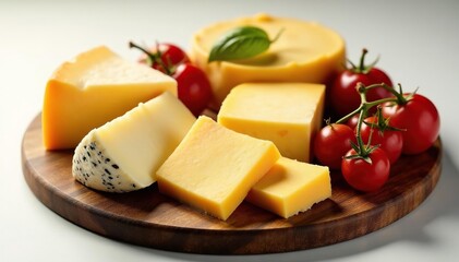 Elegant cheese platter, gourmet cheeses, isolated , white, closeup, aged