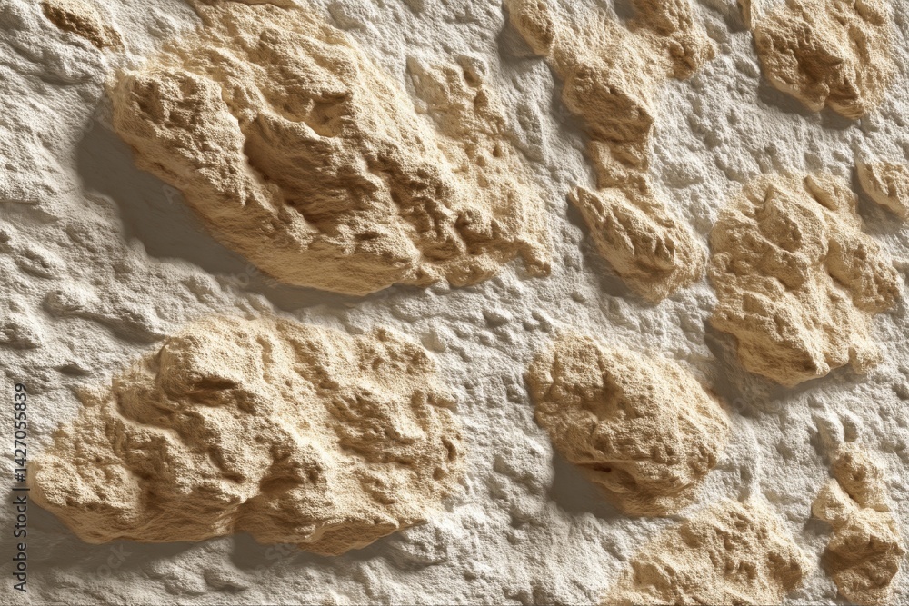 Poster close-up of a textured wall with stone-like elements, creating a rustic, earthy feel and showcasing 