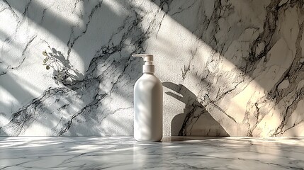 Elegant soap dispenser bottle on marble counter high resolution picture