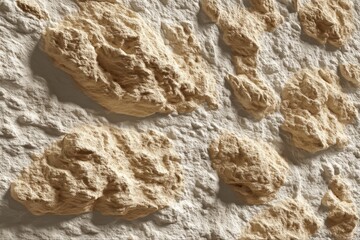 Close-up of a textured wall with stone-like elements, creating a rustic, earthy feel and showcasing the intricate details of the surface, ideal for background use.