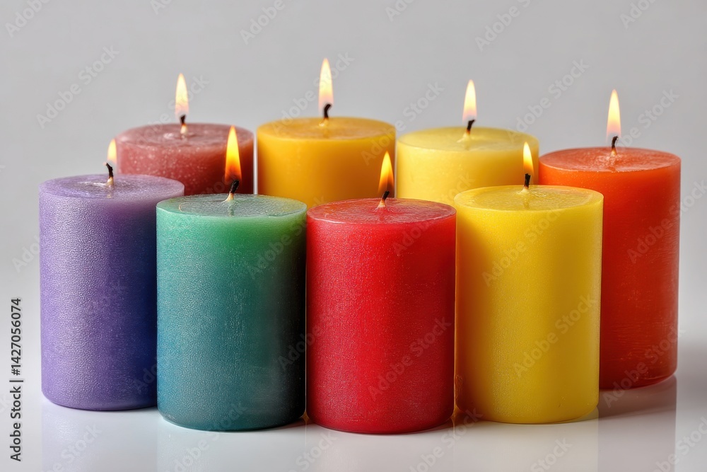Aufkleber a colorful array of burning candles creating a warm and inviting atmosphere, perfect for relaxation,