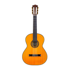 Fototapeta premium Classic Acoustic Guitar with Glossy Finish and Elegant Design on a White Background