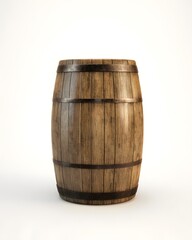 Fototapeta premium Wooden Barrel on Isolated White Background for Storage and Decor