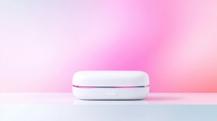 Modern white charging case, minimalist design, soft colors