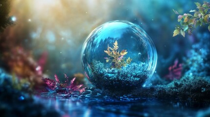 Mystical Water Globe with Forest Inside