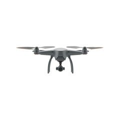 High-tech camera drone with advanced gimbal system for aerial photography use on transparent background