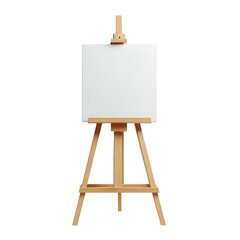 Empty canvas on wooden easel ready for creative artistic expression and inspiration