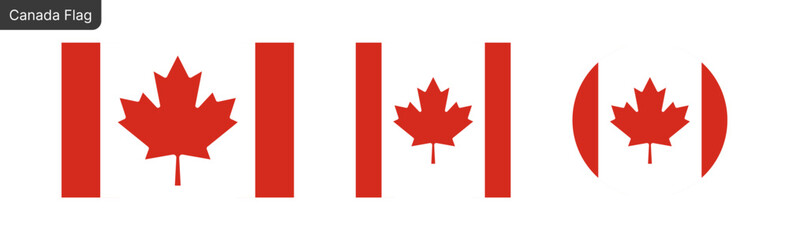 Canada flag PNG vector. Canada Square and round icon isolated on transparent PNG background. Canada flag icon