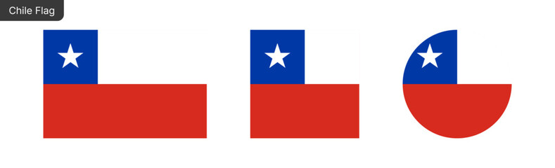 Chile flag png vector. Chile Square and round icon isolated on transparent PNG background. Chile flag icon
