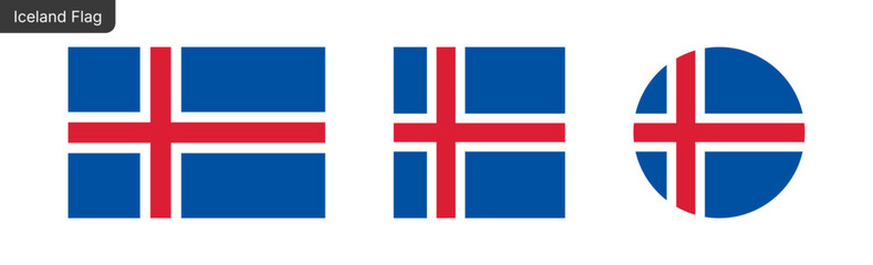 Obraz premium Iceland flag PNG vector. Iceland Square and round icon isolated on transparent PNG background. Iceland flag icon