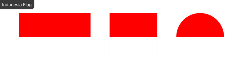Indonesia flag png vector. Indonesia Square and round icon isolated on transparent PNG background. Indonesia flag icon