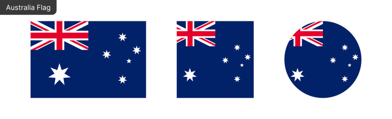 Fototapeta premium Australia flag PNG vector. Australia Square and round icon isolated on transparent PNG background. Australia flag icon