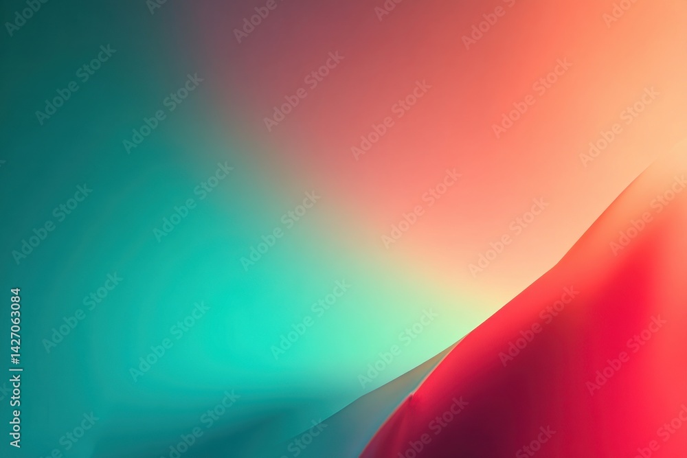 Poster abstract colorful gradient background with smooth transitions from turquoise to red, creating a soft