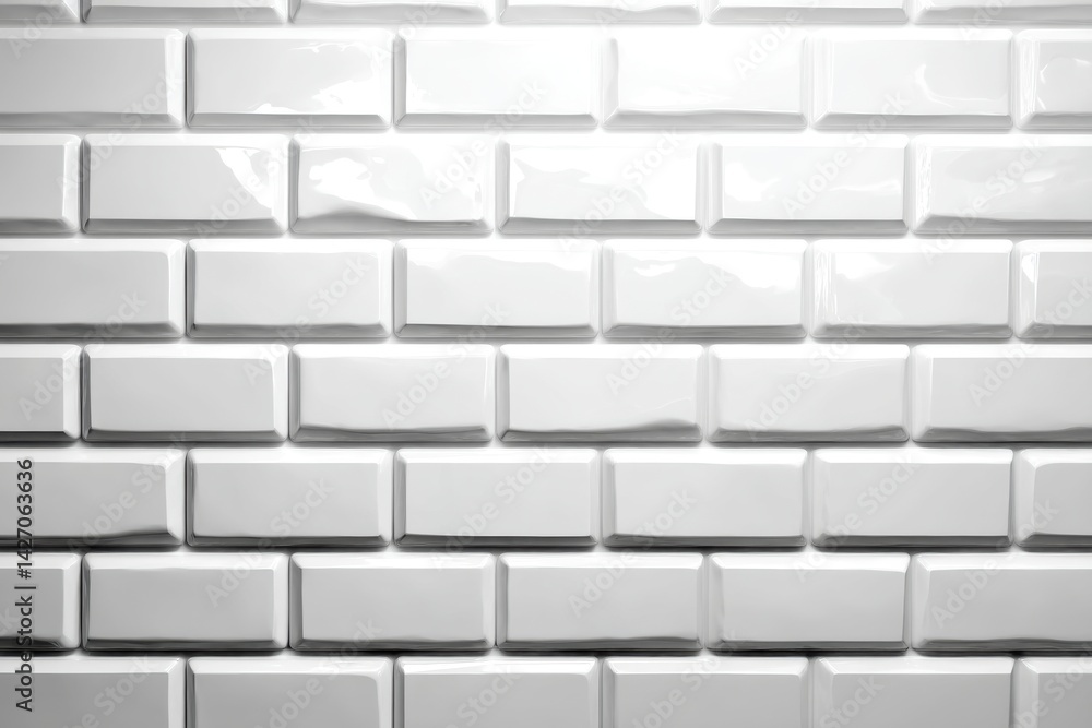 Aufkleber a perfectly arranged white ceramic subway tile background showcasing a glossy surface, creating a cl