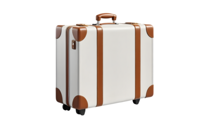 White luggage suitcase travel bag wheeled carry on baggage for vacations and business trips style image png on transparent background image PNG