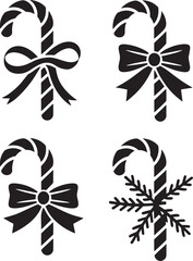 Obraz premium Christmas Candy set silhouette vector illustration isolated On Transparent Background