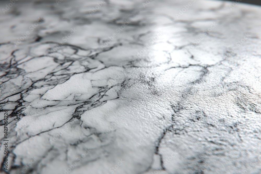 Poster close-up of white marble surface with distinct gray veins, creating a luxurious and sophisticated te