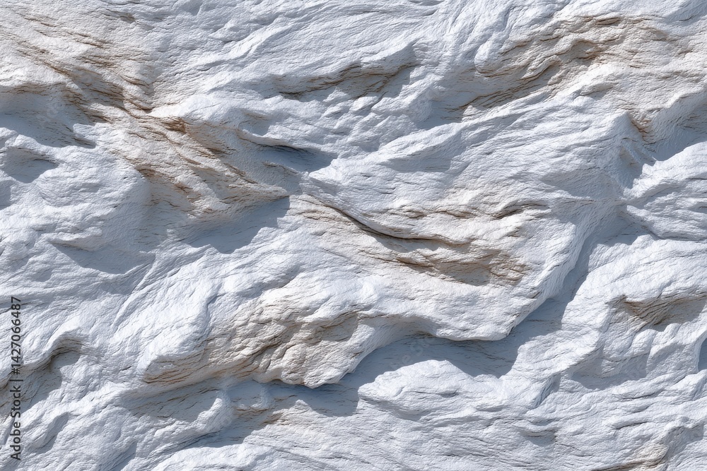 Poster detailed close-up of a rugged white rock formation showing textured surface, small crevices, and sub