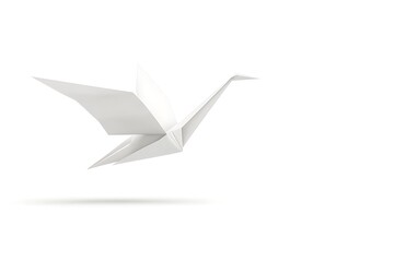 A meticulously crafted origami crane, soaring gracefully.