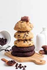 Chocolate soft cookies stack. perfect for recipe, article, or any commercial purposes.