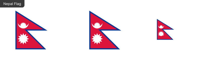 Nepal flag PNG vector. Nepal Square and round icon isolated on transparent PNG background. Nepal flag icon