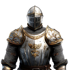 Dazzling Knight in Elaborate Armor Displaying Strength and Heroism in a Medieval Context