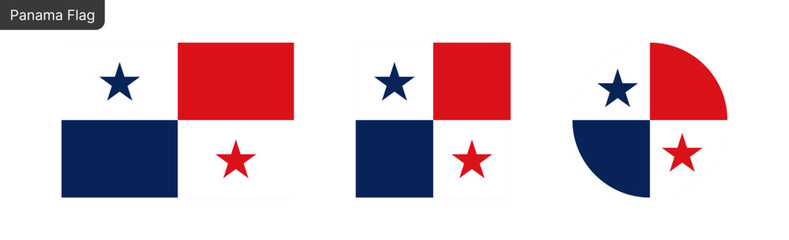 Panama flag PNG vector. Panama Square and round icon isolated on transparent PNG background. Panama flag icon