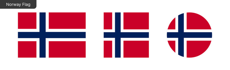 Norway flag png vector. Norway Square and round icon isolated on transparent PNG background. Norway flag icon
