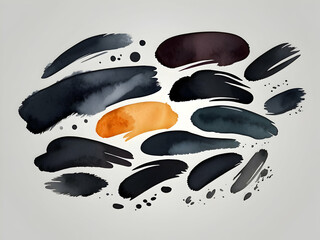 Obraz premium Vibrant black and grey watercolor splashing dynamically, creating abstract pattern with fluid motion and energetic strokes against pristine white surface