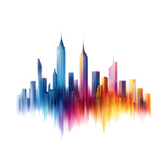Obraz premium Colorful Abstract Skyline Illustration with Vibrant Gradient and Modern Aesthetic