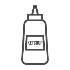 Ketchup bottle icon, minimalist style, monochrome, condiment representation  