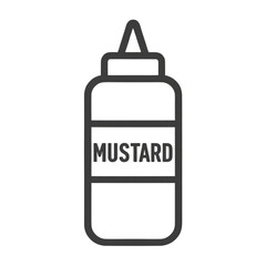 Mustard bottle icon illustration in black and white style  